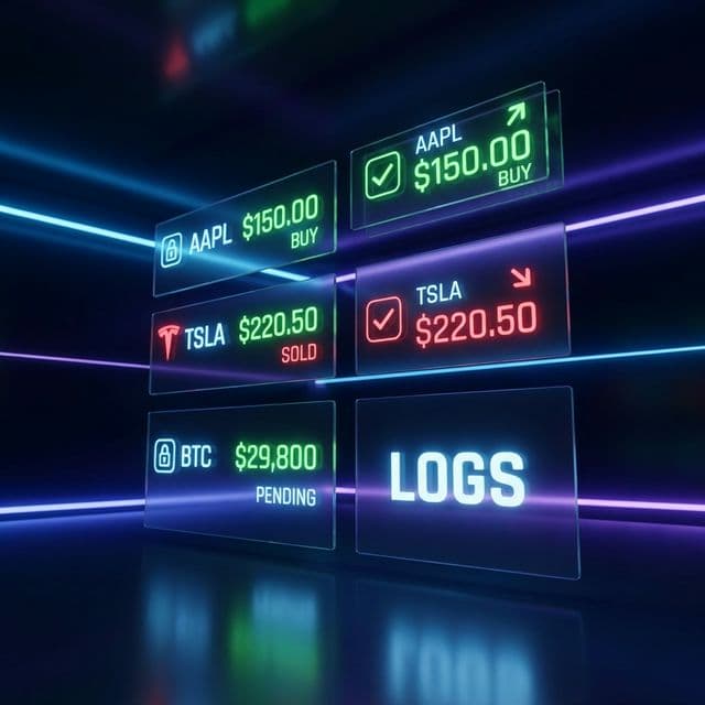 List of trades, positions, and orders